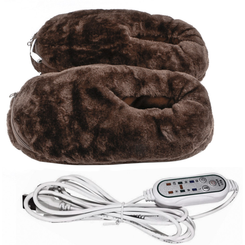 Домашні тапочки Easy Warm теплі закриті з підігрівом фліс Устілка 28 см 43 розмір (A-225) Коричневий