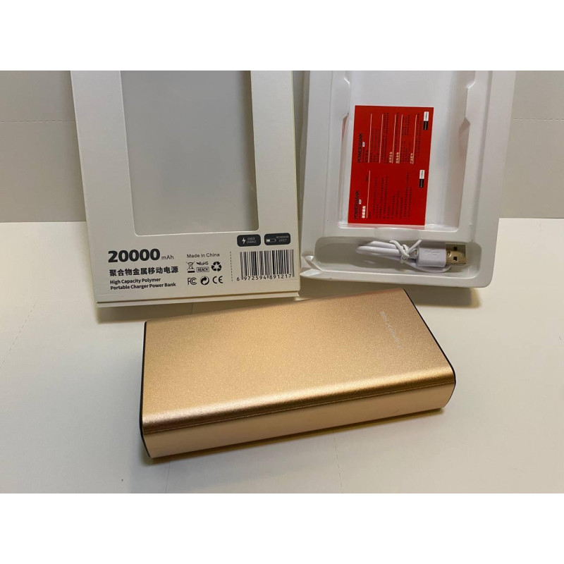 Портативний зарядний пристрій швидкого заряджання 18W 20000 mAh K-206 Золотистий Портативний зарядний пристрій швидкого заряджання 18W 20000 mAh K-206 Золотистий