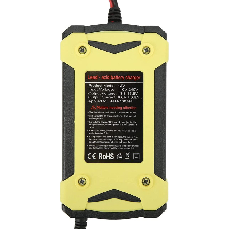 Зарядний пристрій для акумулятора 12V/6A інтелектуальна зарядка з дисплеєм та імпульсним режимом Жовтий (17781) Зарядний пристрій для акумулятора 12V/6A інтелектуальна зарядка з дисплеєм та імпульсним режимом Жовтий (17781)