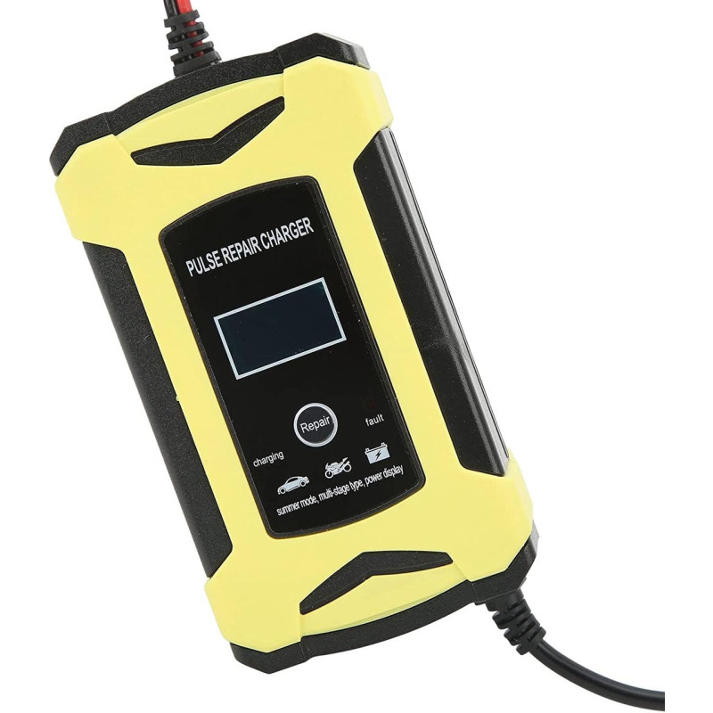 Зарядний пристрій для акумулятора 12V/6A інтелектуальна зарядка з дисплеєм та імпульсним режимом Жовтий (17781) Зарядний пристрій для акумулятора 12V/6A інтелектуальна зарядка з дисплеєм та імпульсним режимом Жовтий (17781)