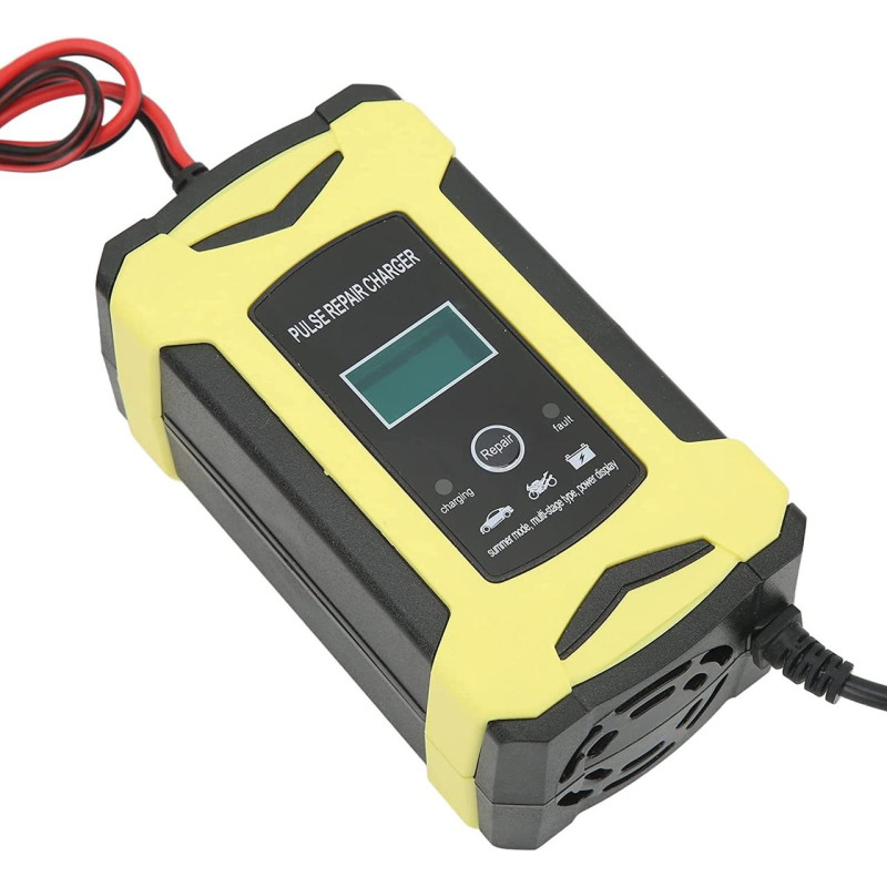 Зарядний пристрій для акумулятора 12V/6A інтелектуальна зарядка з дисплеєм та імпульсним режимом Жовтий (17781) Зарядний пристрій для акумулятора 12V/6A інтелектуальна зарядка з дисплеєм та імпульсним режимом Жовтий (17781)
