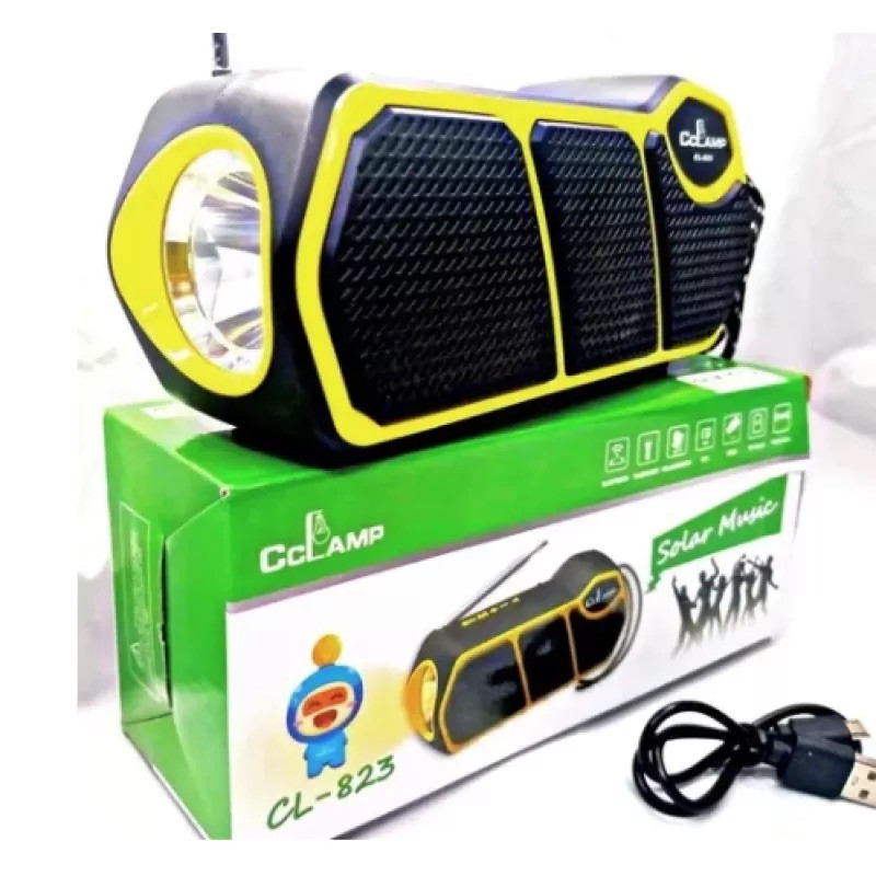Багатофункціональний LED ліхтар із сонячною панеллю, радіо, MP3 плеєр та функцією повербанку CcLamp CL-823 Bluetooth Чорний