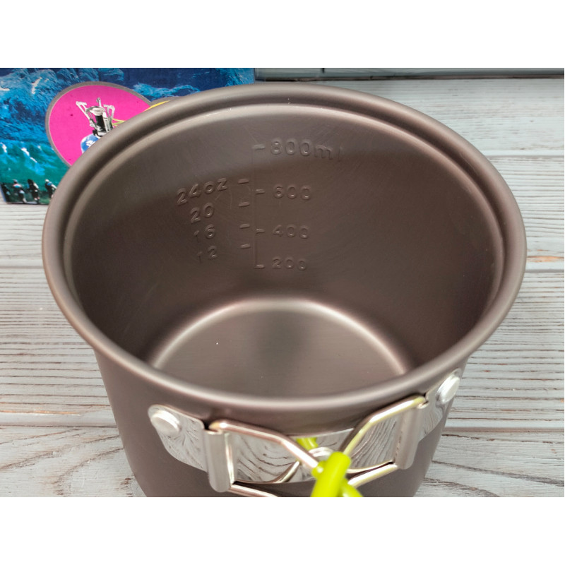 Набір туристичного посуду для пікніка із чохлом на 1 персону Cooking Set DS-101 Чорний із салатовим