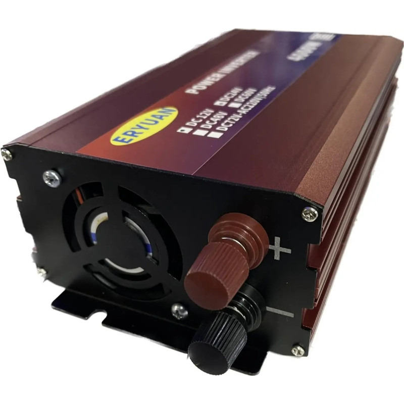 Перетворювач напруги DC 12V/24V в AC 220V з LCD дисплеєм та USB, захистом від перевантажень та замикання модифікована синусоїда Eryuan 4000W Червоний