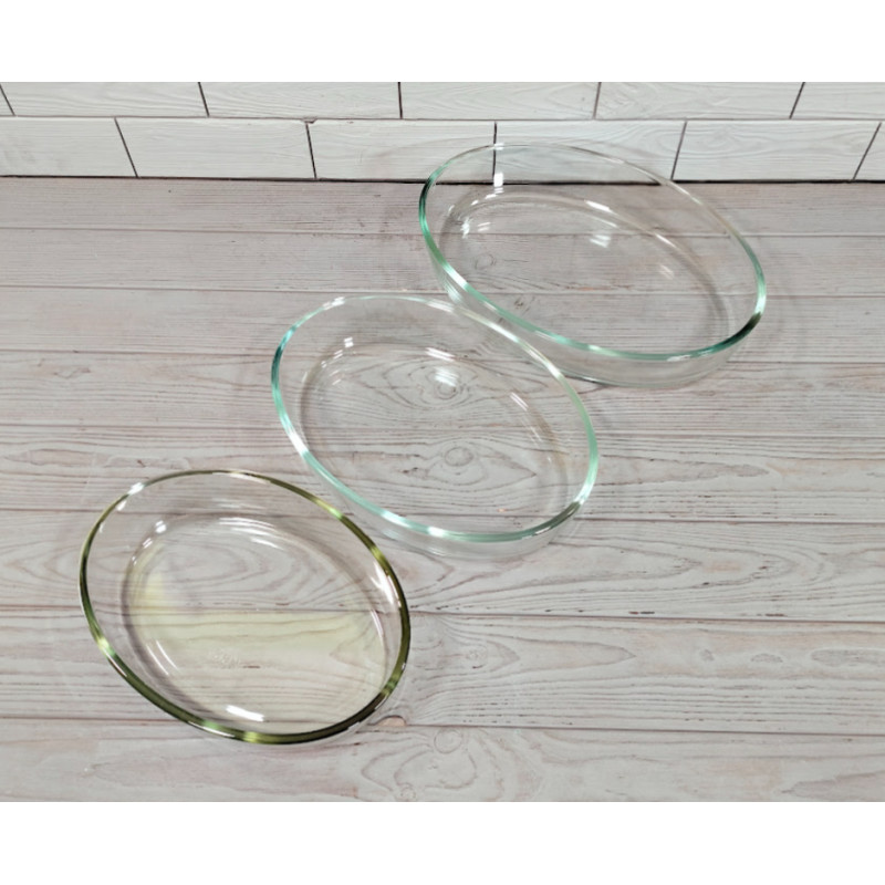 Набір жароміцних деко з термостійкого боросилікатного скла овальні з 3 предметів 1.6л 2.4л 3.2л Stenson (TS1215)