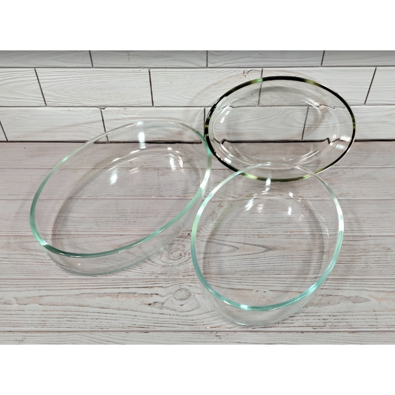 Набір жароміцних деко з термостійкого боросилікатного скла овальні з 3 предметів 1.6л 2.4л 3.2л Stenson (TS1215)