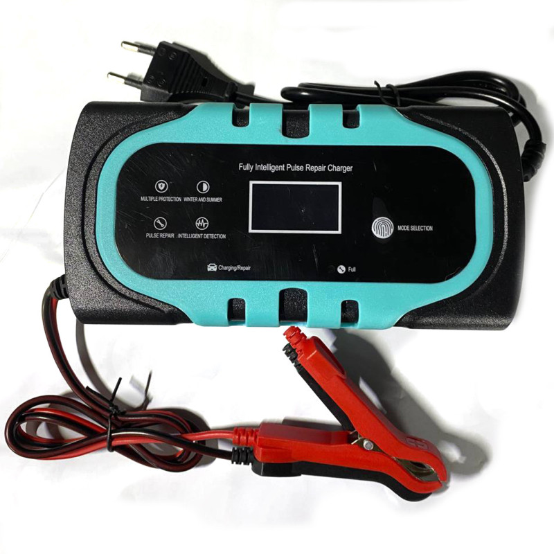 Зарядний пристрій для акумулятора з дисплеєм Easy Charge 12/24V 10A Блакитний (S1069)