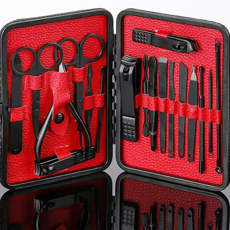 Професійний манікюрний педикюрний набір з нержавіючої сталі на 18 предметів у футлярі на блискавці
