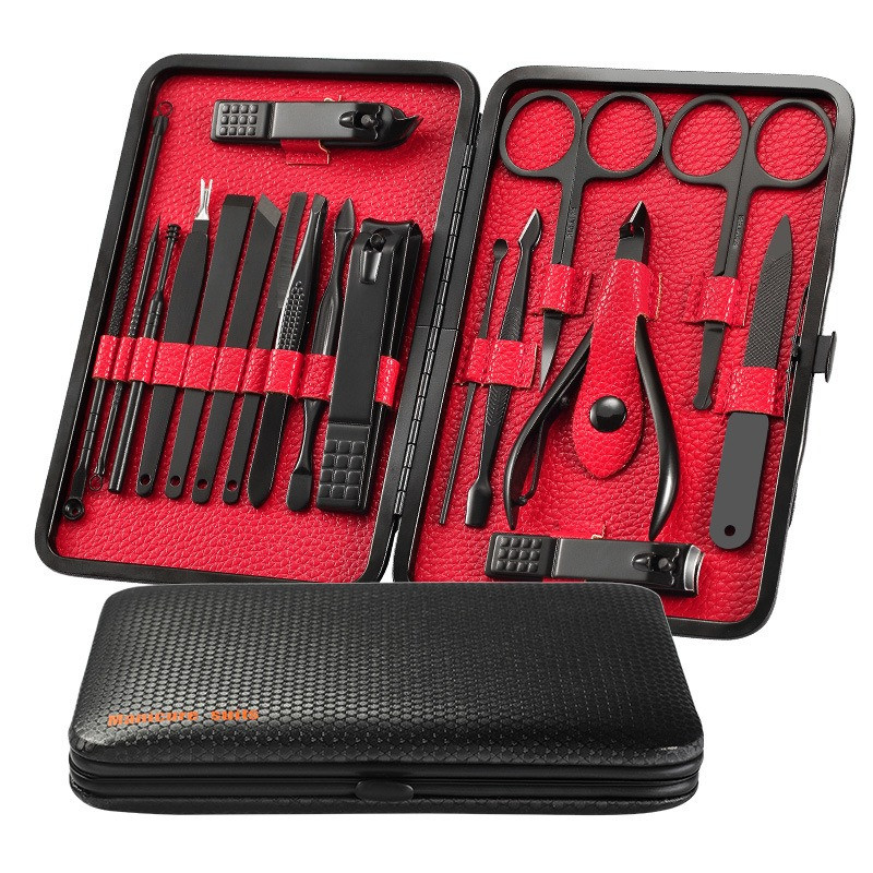 Професійний манікюрний педикюрний набір з нержавіючої сталі на 18 предметів у футлярі на блискавці