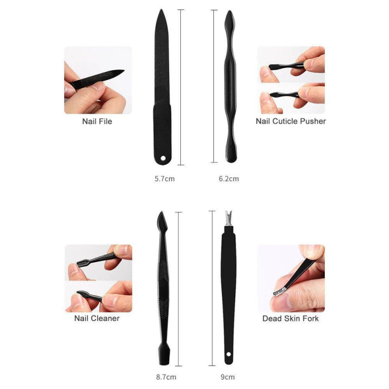 Професійний манікюрний педикюрний набір з нержавіючої сталі на 18 предметів у футлярі на блискавці