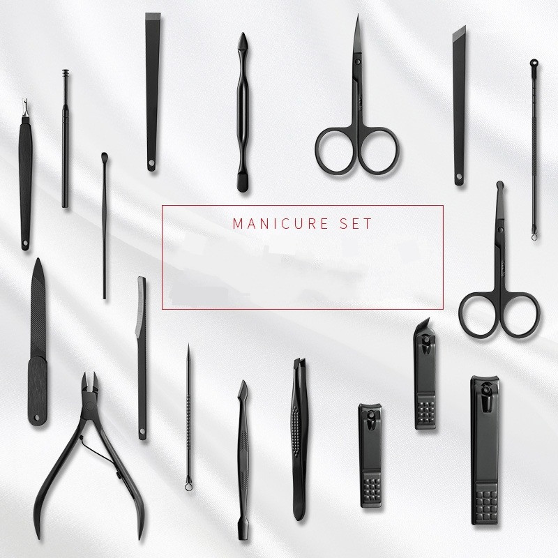 Професійний манікюрний педикюрний набір з нержавіючої сталі на 18 предметів у футлярі на блискавці