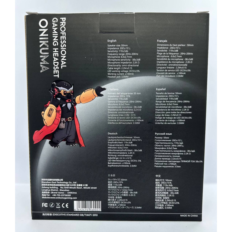 Ігрові навушники накладні з мікрофоном та soft touch покриттям для комп'ютера та консолей 20Ом 20Гц-20кГц 3,5мм (mini-jack) Onikuma K1B Камуфляж-абстракція Чорно-сірий