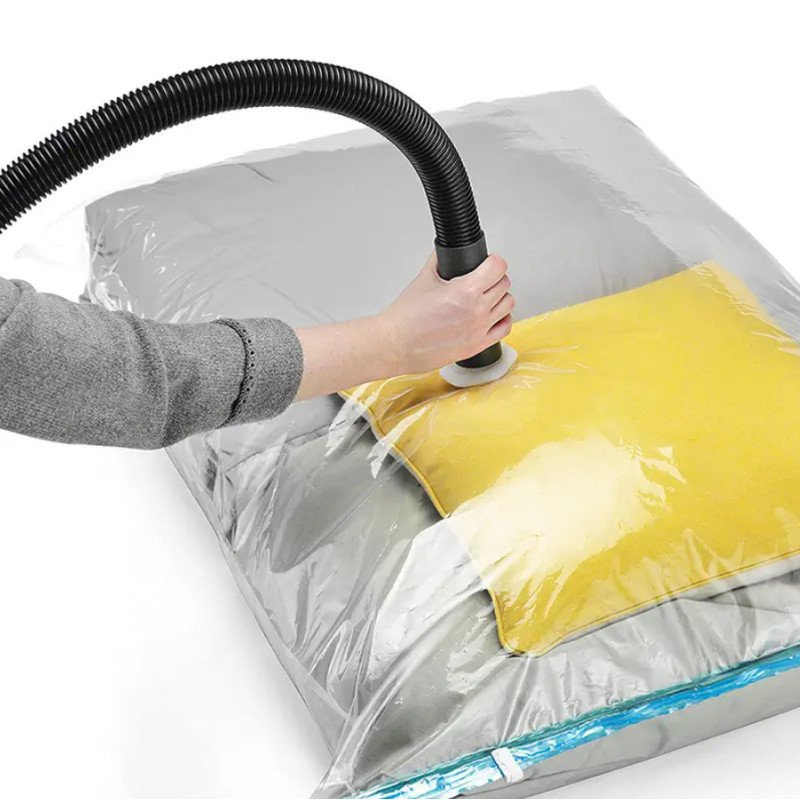 Набір поліетиленових вакуумних пакетів для речей із насосом 6 предметів Stenson R26106 (5 пакетів + насос) Прозорий