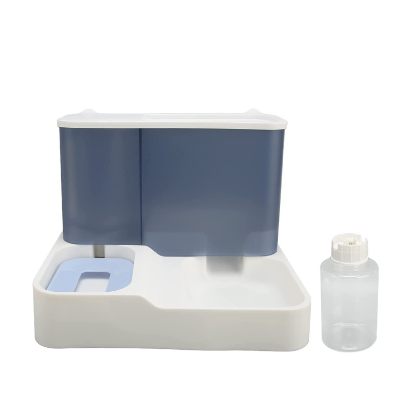 Годівниця для котів та собак подвійна з автоматичною напувалкою 3.8л 23х30.5х25см Taotaopets 139910 Blue