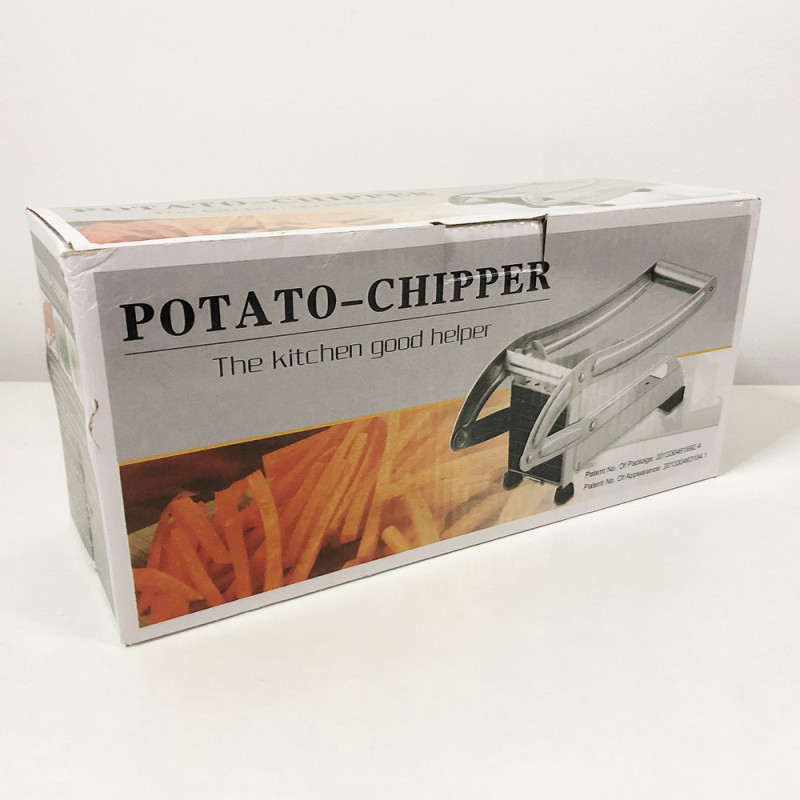 Ручна картоплерізка машинка Potato Cut для нарізки картоплі фрі з нержавіючої сталі 2 насадки різних розмірів Silver