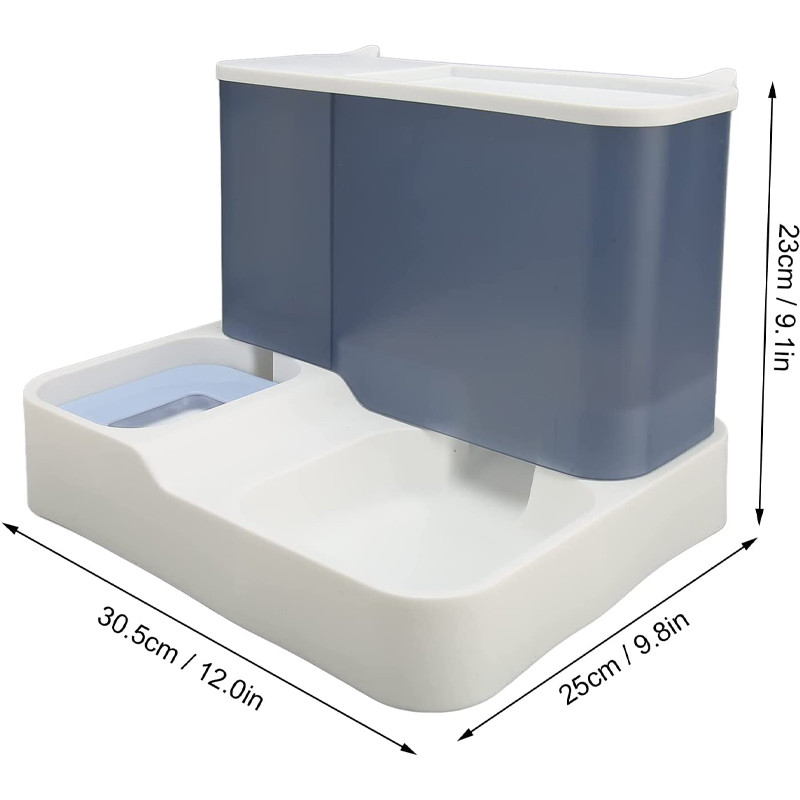 Годівниця для котів та собак подвійна з автоматичною напувалкою 3.8л 23х30.5х25см Taotaopets 139910 Blue