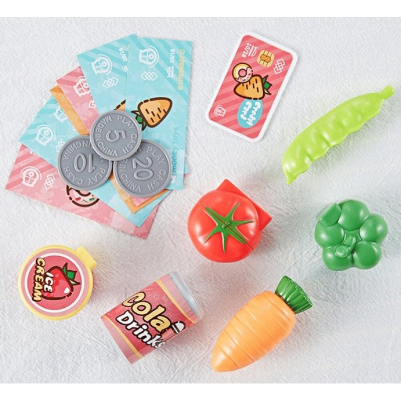 Дитячий набір з 24 предметів касовий апарат Happy Shopping 888E Різнокольоровий