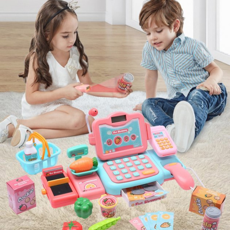 Дитячий набір з 24 предметів касовий апарат Happy Shopping 888E Різнокольоровий