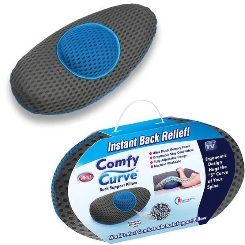 Подушка ортопедична поперекова Back Support Pillow Comfy Curve з ефектом пам'яті Grey/Blue
