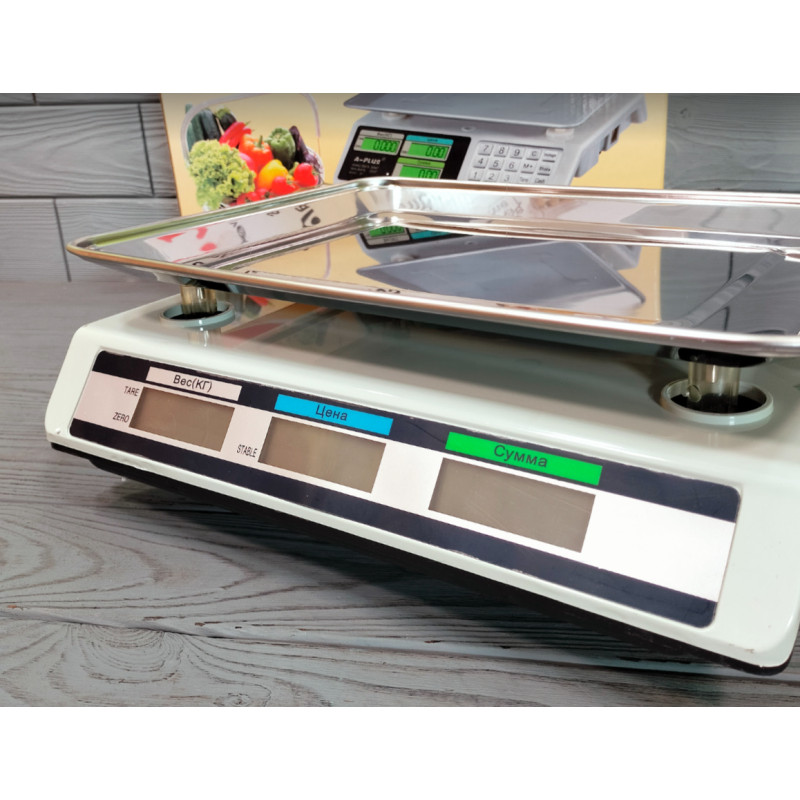 Ваги торгівельні електронні з акумулятором та дисплеєм до 50кг А-Плюс SC-1645 Білий