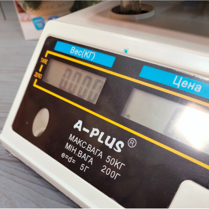 Ваги торгівельні електронні з акумулятором та дисплеєм до 50кг А-Плюс SC-1660 Білий