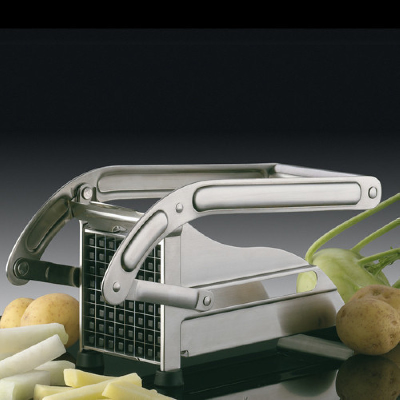 Ручна картоплерізка машинка Potato Cut для нарізки картоплі фрі з нержавіючої сталі 2 насадки різних розмірів Silver