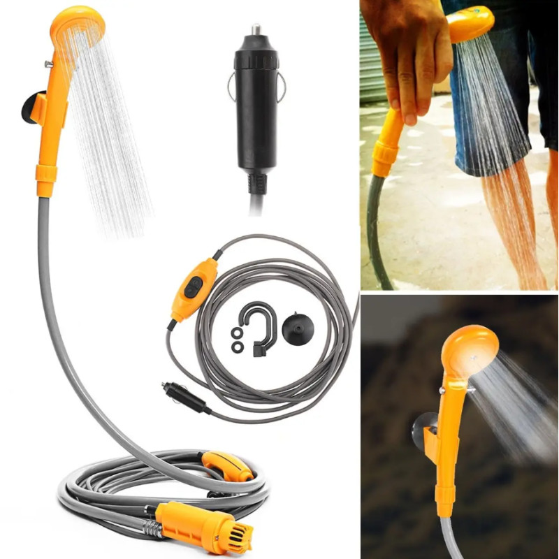 Портативний автомобільний душ туристичний з гнучким шлангом та гачком Shower Set 11 AS Жовтий/Сірий Портативний автомобільний душ туристичний з гнучким шлангом та гачком Shower Set 11 AS Жовтий/Сірий