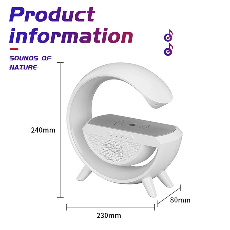 Нічник з бездротовою зарядкою та Bluetooth колонкою TOG LAMP White (TL-2301)
