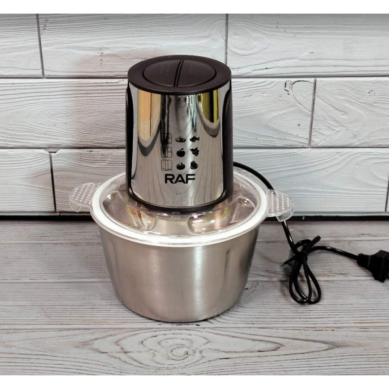 Кухонний блендер - подрібнювач із металевою чашею на 2л 2 швидкості 1000Вт RAF R7019 Сірий Кухонний блендер - подрібнювач із металевою чашею на 2л 2 швидкості 1000Вт RAF R7019 Сірий