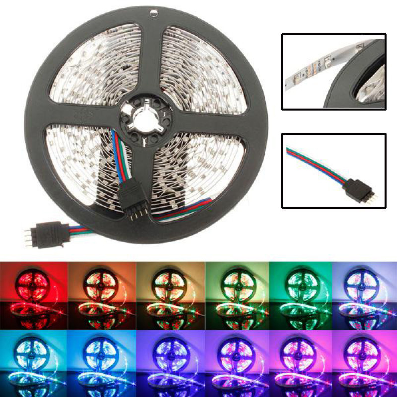 Світлодіодна LED стрічка з пультом контролер та блок живлення USB, 5м SMD 5050 RGB IP65 Multicolor