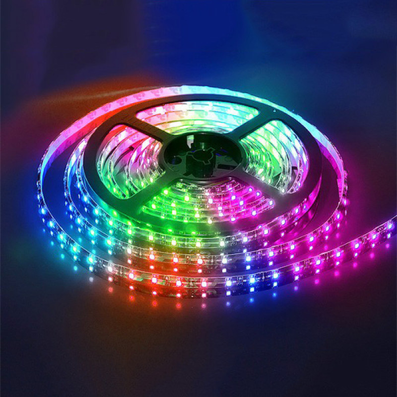 Світлодіодна LED стрічка з пультом контролер та блок живлення USB, 5м SMD 5050 RGB IP65 Multicolor