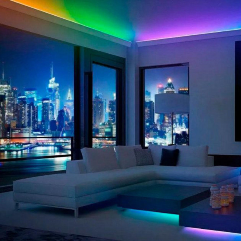 Світлодіодна LED стрічка з пультом контролер та блок живлення USB, 5м SMD 5050 RGB IP65 Multicolor