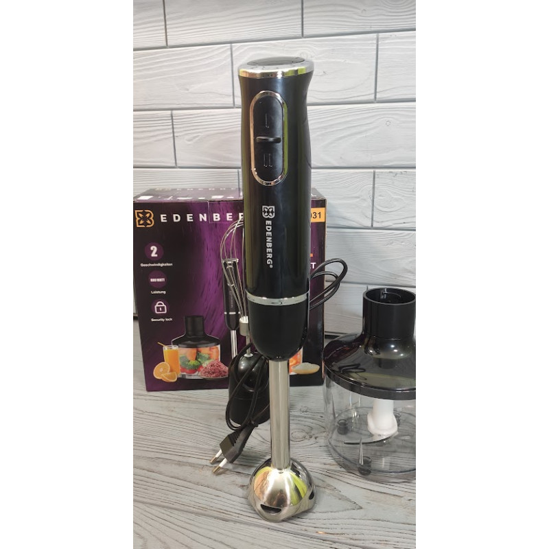 Блендер занурювальний 4в1 електричний з чашею та подрібнювачем Edenberg EB-60031 800Вт Black