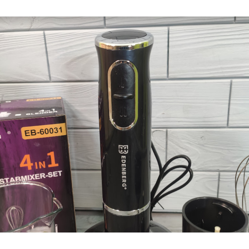 Блендер занурювальний 4в1 електричний з чашею та подрібнювачем Edenberg EB-60031 800Вт Black