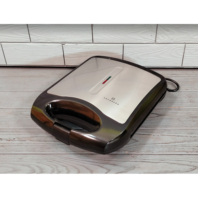 Електрична вафельниця для бельгійських вафель з антипригарним покриттям, захистом від перегріву та терморегулятором 2000Вт Edenberg EB-64407 Чорний/Сірий