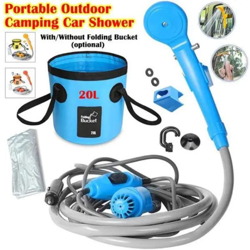 Портативний автомобільний душ туристичний з ємністю для води 20л Washing Spray With Bucket Blue/Grey Портативний автомобільний душ туристичний з ємністю для води 20л Washing Spray With Bucket Blue/Grey