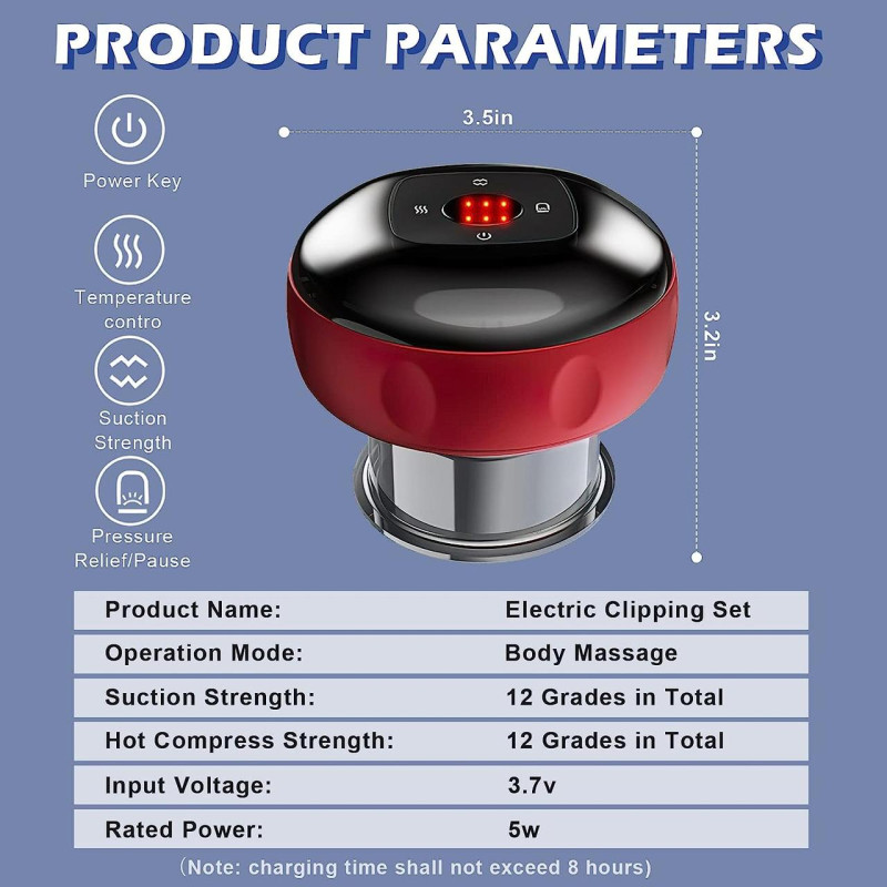 Електричний вакуумний баночний масажер Bank Health для тіла 3в1 Red