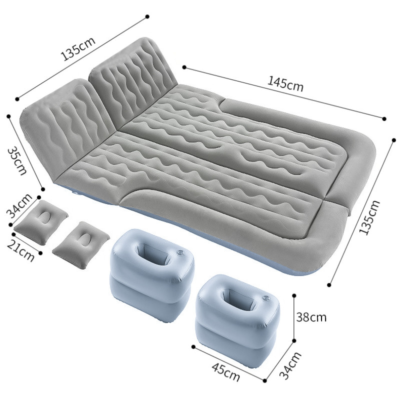 Автомобільний матрац надувний двомісний з підголівниками ПВХ у багажник 180*135 см Lesko BP-001 Grey