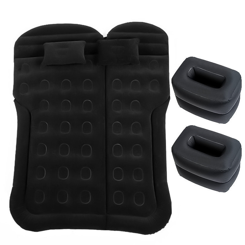 Автомобільний матрац надувний полуторний з підголовниками ПВХ у багажник 145*130 см Lesko BLFW-2 Black