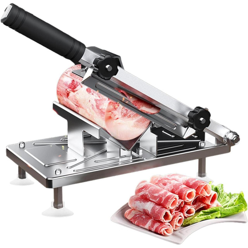 Ручний слайсер нож для нарізки м'ясних, ковбасних та сирних виробів з нержавіючої сталі Food Slicer YK114 Silver