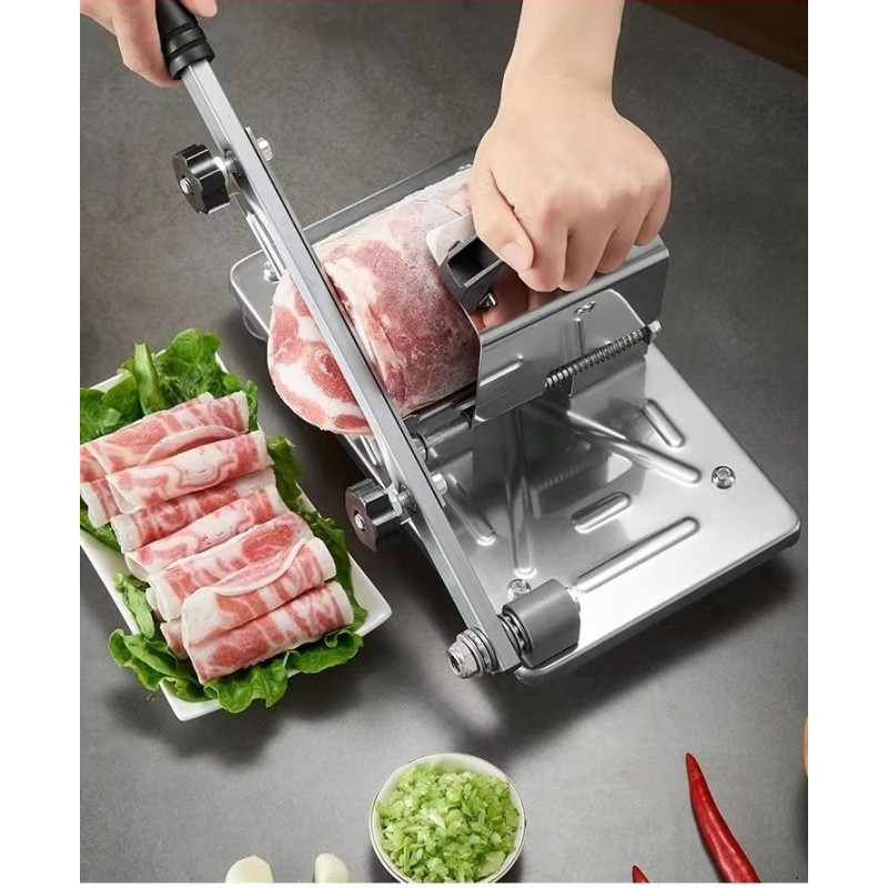 Ручний слайсер нож для нарізки м'ясних, ковбасних та сирних виробів з нержавіючої сталі Food Slicer YK114 Silver Ручний слайсер нож для нарізки м'ясних, ковбасних та сирних виробів з нержавіючої сталі Food Slicer YK114 Silver