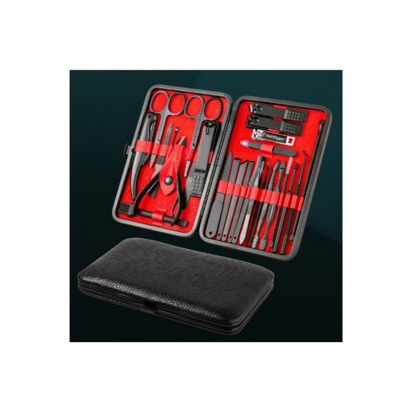 Професійний манікюрний педикюрний набір з нержавіючої сталі на 26 предметів у футлярі на блискавці