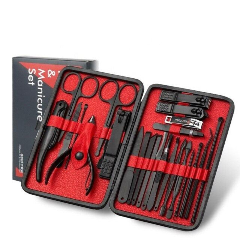 Професійний манікюрний педикюрний набір з нержавіючої сталі на 26 предметів у футлярі на блискавці