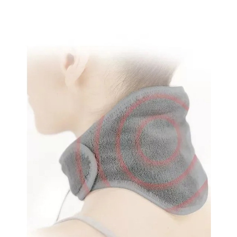 Масажер з підігрівом для шиї вібромасажний Calm Heat Massaging Neck Wrap USB Gray