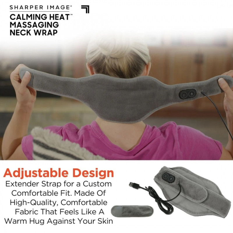 Масажер з підігрівом для шиї вібромасажний Calm Heat Massaging Neck Wrap USB Gray