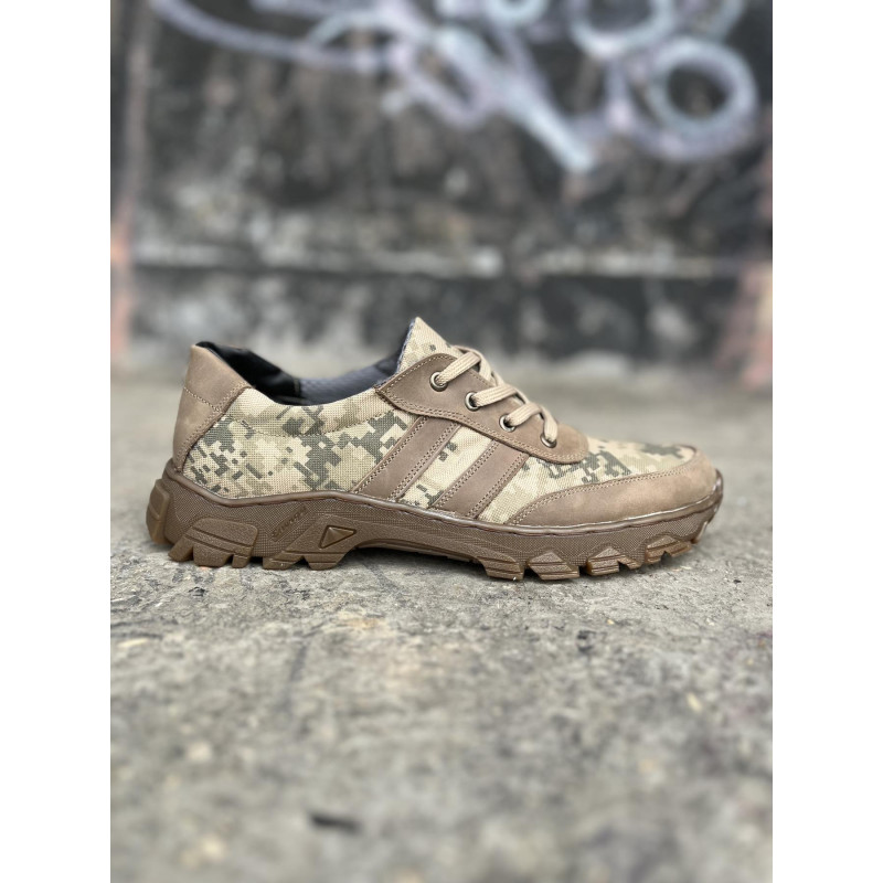 Кросівки тактичні чоловічі Light Tactic 45 розмір 30 см гладка шкіра і Кордура 1000D демісезонні з посиленими устілками Коричневий/Піксель