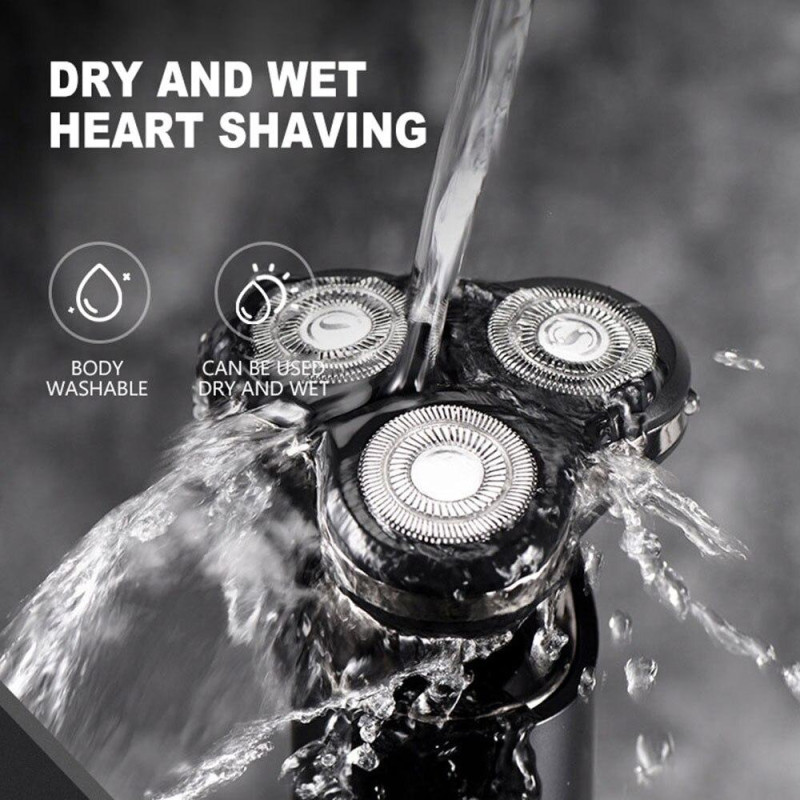 Електробритва роторна з 3 плаваючими головками акумуляторна з цифровим дисплеєм BG-359 Black/Grey