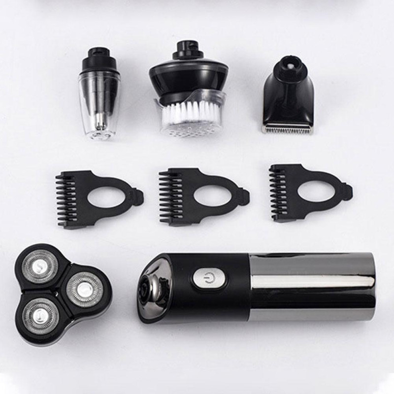 Електробритва роторна з 3 плаваючими головками акумуляторна з цифровим дисплеєм BG-359 Black/Grey