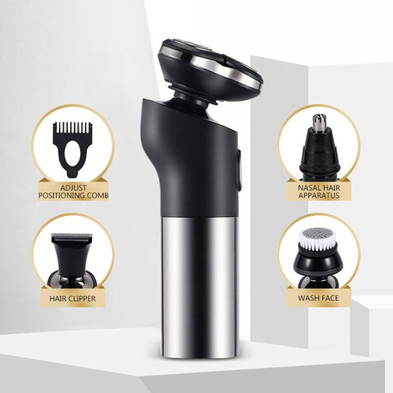 Електробритва роторна з 3 плаваючими головками акумуляторна з цифровим дисплеєм BG-359 Black/Grey