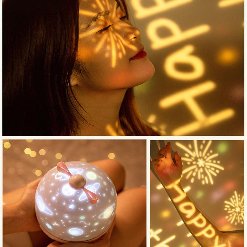 Ночник обертовий, світлодіодна лампа-проектор з зірками для дитячої MA-11 Рожевий